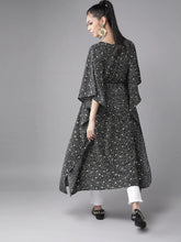 Black & White Printed Flared Sleeves Kaftan Kurta-AHKFMCFPDS-6021